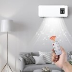 Wall Mounted Mini Cooling and Heating Air Conditioner with Remote Control,Small Air Conditioner Cooling Fan, 2-in-1 Portable Wall Mounted Ac and Heater for Bedroom, Office, Bathroom, School