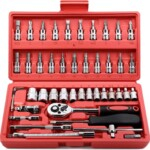 46-Piece 1/4" Drive Socket & Ratchet Wrench Set