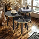 Generic Exotic Set Of 3 Nesting Coffee END Tables Engineered Wood Side Table