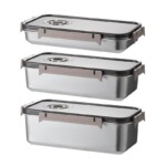 3 Piece Stainless Steel Airtight Food Storage Containers