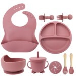 8 Piece Silicone Feeding Plate Set for Babies