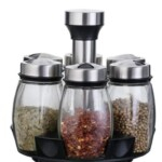 6 Piece Spice Rack Glass Shakers with Silver Lids