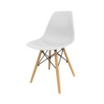 Modern Style Dining Chair Shell Plastic with Wooden Legs