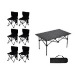 Outdoor Foldable Table With 6 Chairs Camping Set