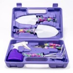 5Pcs Gardening Hand Tools With Purple Floral Print
