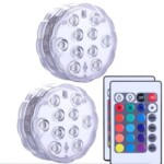 2 Pack Remote Control Waterproof Submersible LED Light