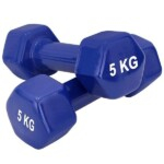 2 Piece of 5Kg Blue Anti Roll Hexagonal Design Dumbbell
