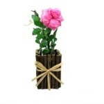 Pink and Green Wild Flower Artificial Plant with Pot