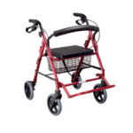 Rollator Adult Walker with Seat Basket Brakes 4-Wheel Mobility Aid Black &Red