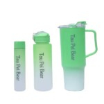 3 Piece Water Bottle Set With One Straw