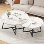 2-Piece Modern Coffee & Side Tables - White