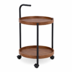 2 Tier Round Rolling Storage Cart with Handle And Wheels