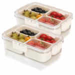 2 Pack 4-Compartment Snack Storage Containers with Airtight Lid