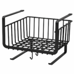 Under Shelf Wire Basket – Hanging Storage Organizer with Hooks (Black)