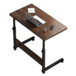 Adjustable Height Mobile Computer Desk Table & Beside Table Stand-Dark Brown