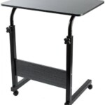 Adjustable Height Mobile Computer Desk Table & Beside Table Stand-Black