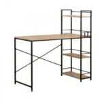 Office Desk with Shelves (120cm Study Desk with Bookshelf) - Light Oak