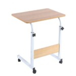 Adjustable Height Mobile Computer Desk Table & Beside Table Stand-Light Brown