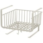 Under Shelf Wire Basket – Hanging Storage Organizer with Hooks (White)