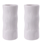 2 x Modern White Ceramic Vase Set