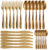 24pcs Bronze Detailed Utensil Set