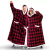 Extra long Plush Blanket Hoodies Checkered Red
