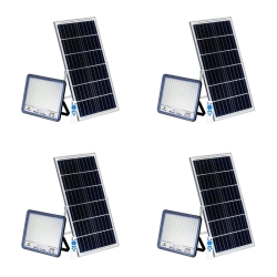 400W Solar Powered LED Flood Light With Panel and Remote- 4 Pack