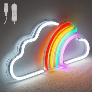 USB Powered Rainbow Through Cloud Neon Lamp With Back Plate On Off Switch C-11