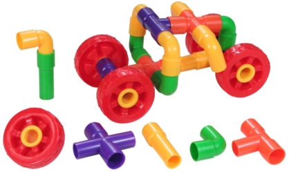 Pipe Tube Building and Construction Set with Wheels (72 Piece)