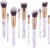 10 Piece Marble Style Professional Makeup Brush Cosmetic Set White